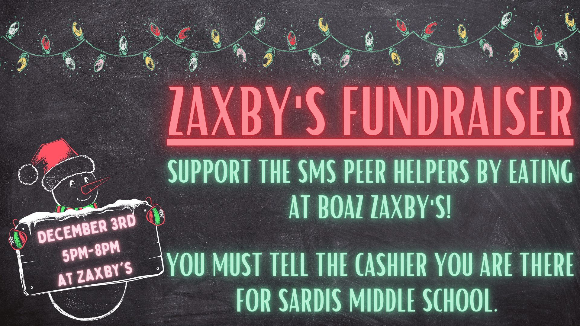 Zaxby's Fundraiser Night: December 3rd